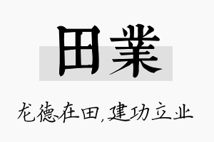 田业名字的寓意及含义