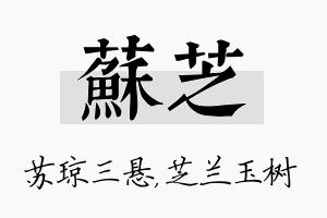 苏芝名字的寓意及含义