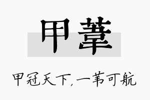 甲苇名字的寓意及含义