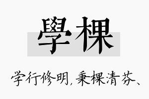 学棵名字的寓意及含义