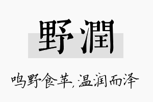 野润名字的寓意及含义