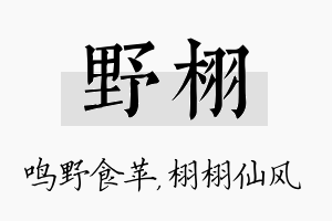 野栩名字的寓意及含义