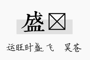 盛翀名字的寓意及含义