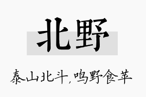 北野名字的寓意及含义