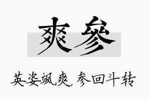 爽参名字的寓意及含义