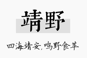 靖野名字的寓意及含义