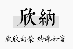 欣纳名字的寓意及含义