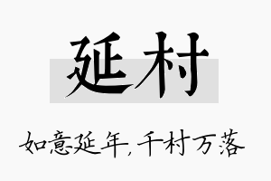 延村名字的寓意及含义