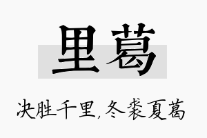 里葛名字的寓意及含义