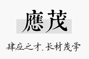 应茂名字的寓意及含义