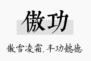 傲功名字的寓意及含义