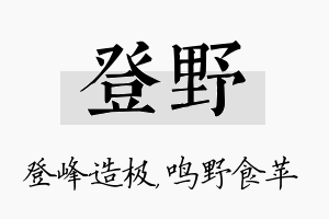 登野名字的寓意及含义