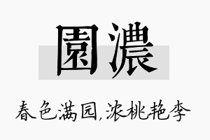 园浓名字的寓意及含义