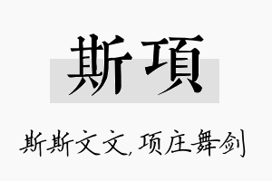 斯项名字的寓意及含义