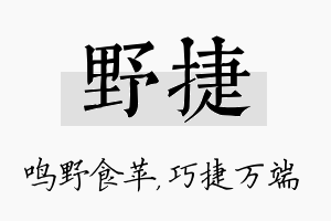 野捷名字的寓意及含义