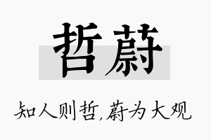 哲蔚名字的寓意及含义