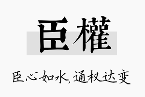 臣权名字的寓意及含义