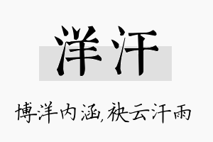 洋汗名字的寓意及含义