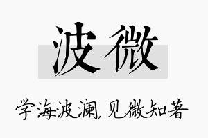 波微名字的寓意及含义