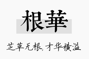 根华名字的寓意及含义