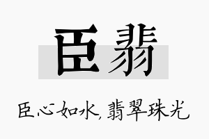 臣翡名字的寓意及含义