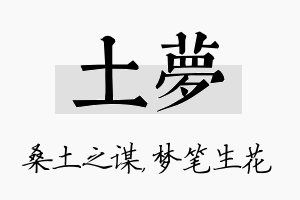 土梦名字的寓意及含义