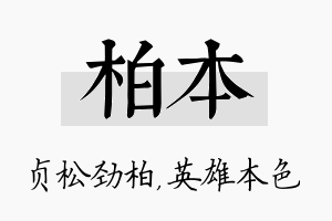 柏本名字的寓意及含义