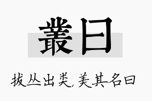 丛曰名字的寓意及含义