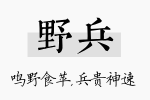 野兵名字的寓意及含义