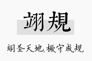 翊规名字的寓意及含义