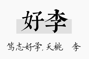 好李名字的寓意及含义