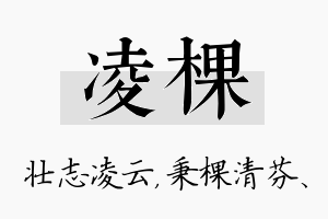 凌棵名字的寓意及含义