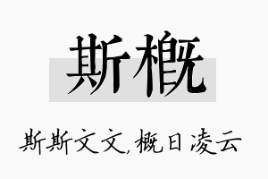 斯概名字的寓意及含义