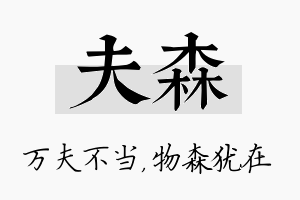 夫森名字的寓意及含义