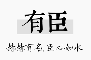 有臣名字的寓意及含义