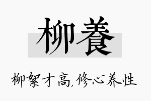 柳养名字的寓意及含义