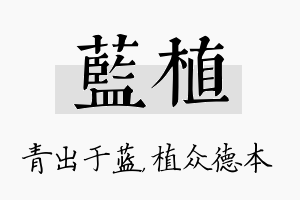 蓝植名字的寓意及含义