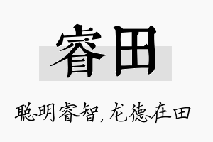 睿田名字的寓意及含义