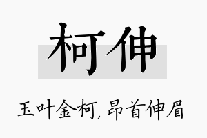 柯伸名字的寓意及含义