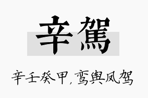 辛驾名字的寓意及含义