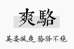 爽骆名字的寓意及含义