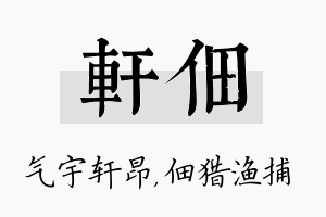 轩佃名字的寓意及含义