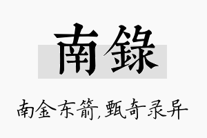 南录名字的寓意及含义