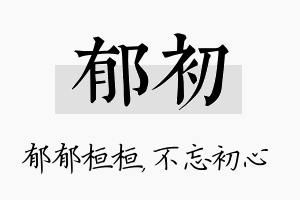 郁初名字的寓意及含义