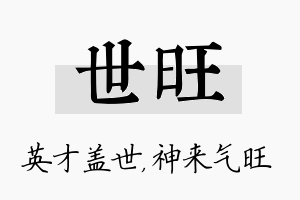 世旺名字的寓意及含义