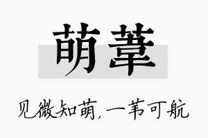 萌苇名字的寓意及含义