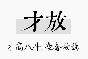 才放名字的寓意及含义