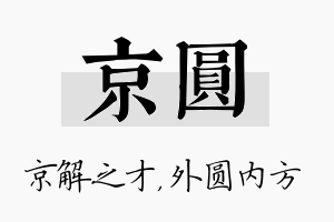 京圆名字的寓意及含义