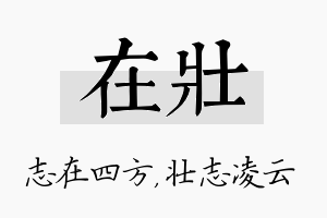 在壮名字的寓意及含义