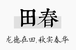 田春名字的寓意及含义